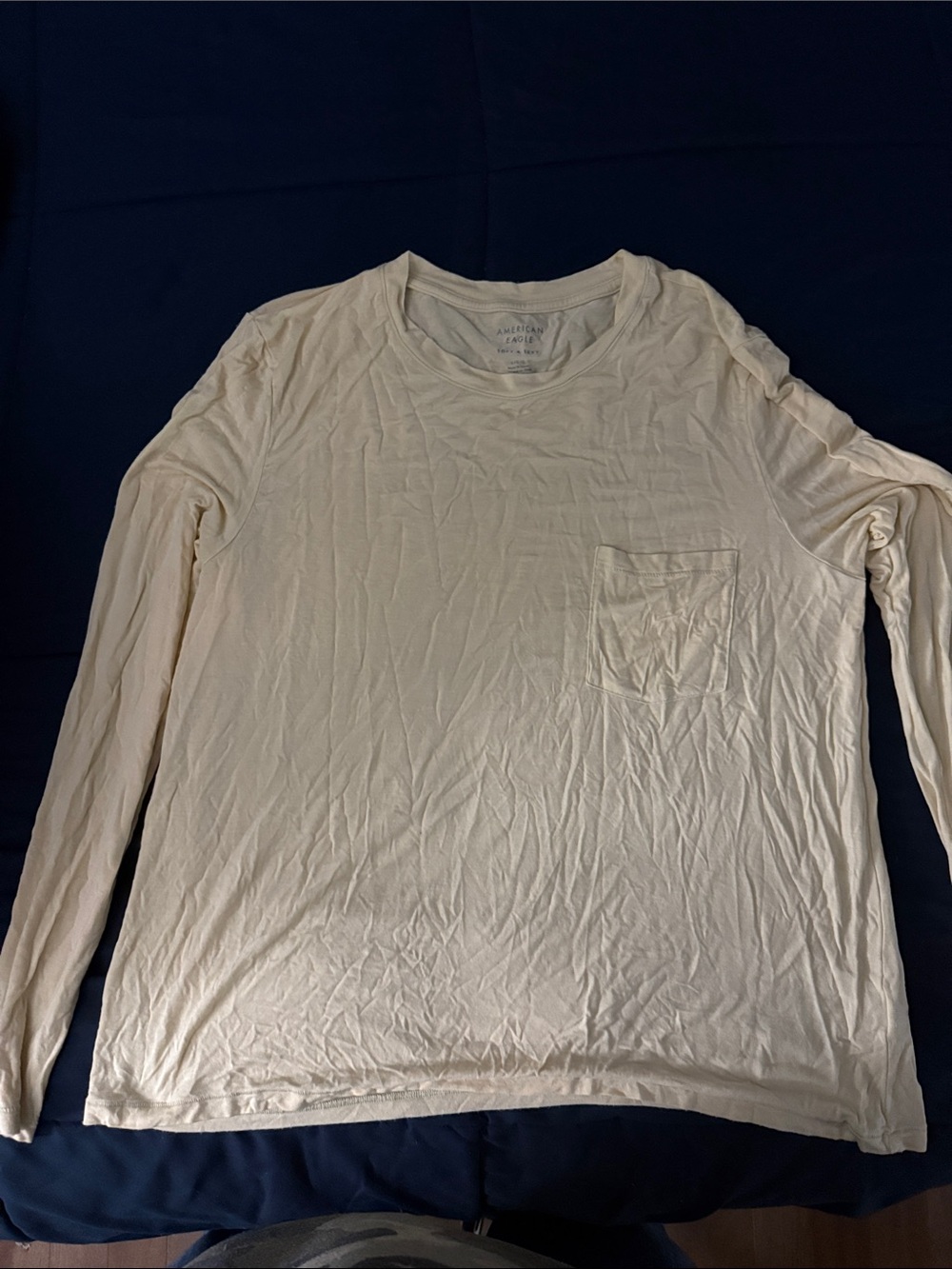 Women’s soft & sexy  Lightweight Long-Sleeve Pocket Tee - pale yellow American E